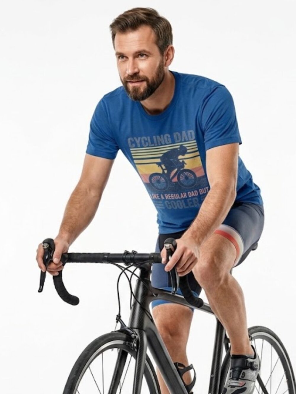 Next Level Men’s Cycling Graphic Tee Blue M  Dadcore Casual